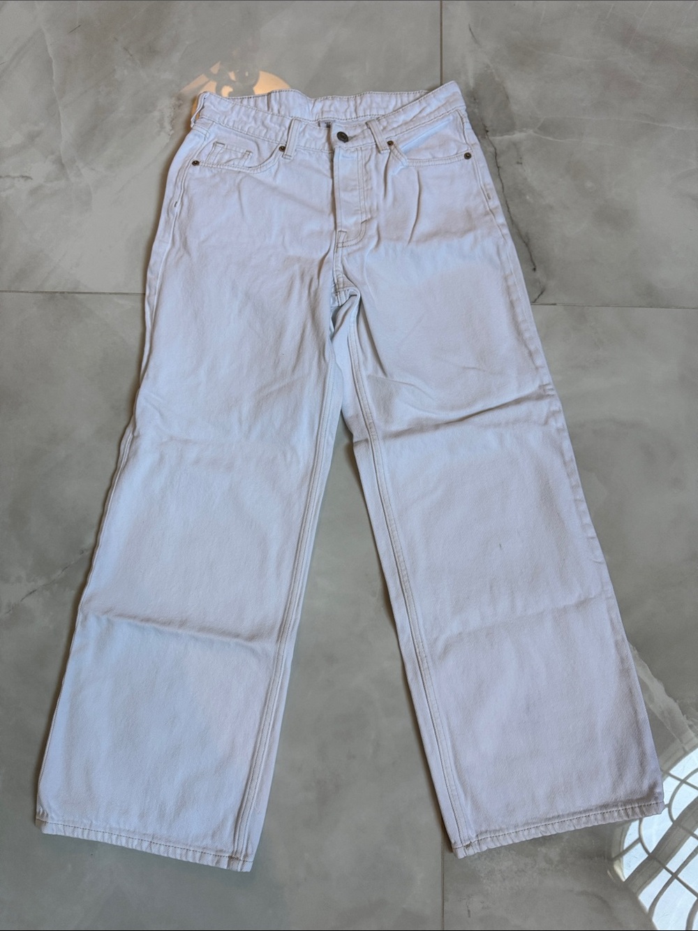 &DENIM Baggy Wide Leg White Denim Jeans